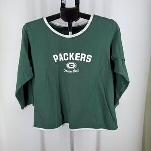 NFL For Her Green Bay Packers‎ T-Shirt Green Mesh Trim XL Womens Fan Gear